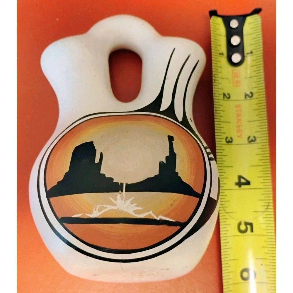 Vintage Navajo Wedding Vase Pottery – Signed Janet Diné – 1984 Hand-Painted